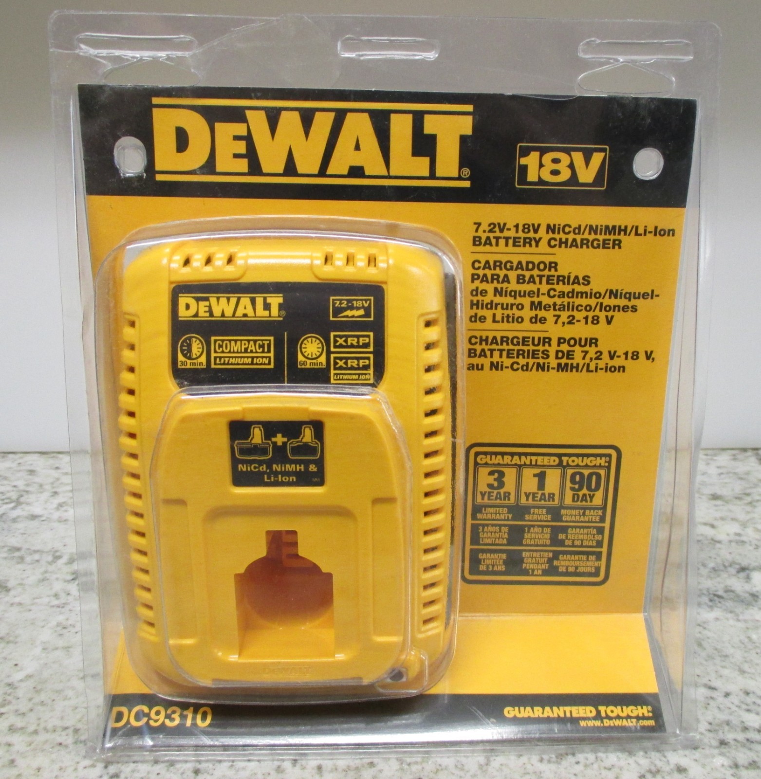 DeWalt OEM DC9310 7.2V~18V Volt Battery Charger NiCd/NiMh/Li-Ion *SEALED RETAIL*