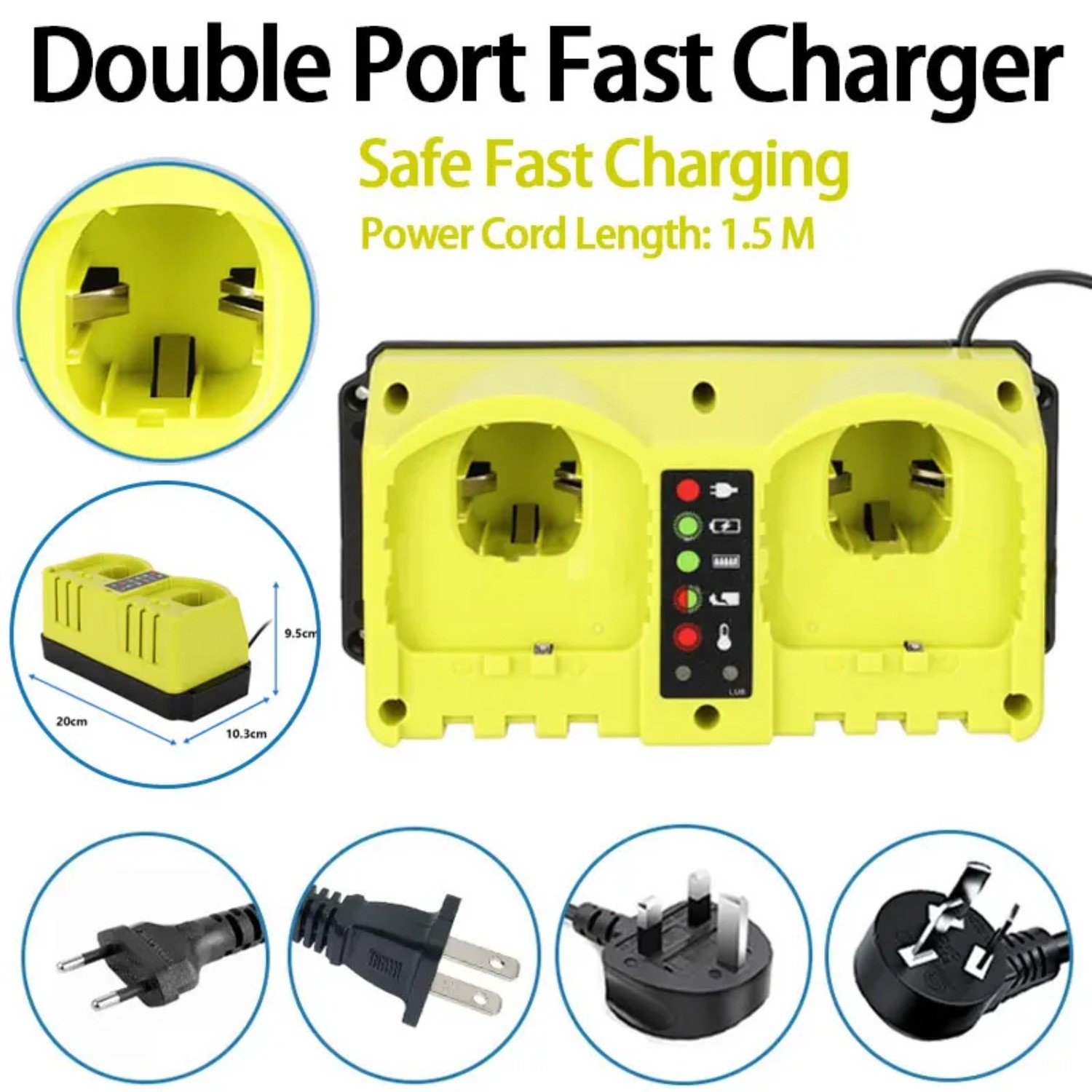 P117 Dual Ports Fast Charger for Ryobi 18V Battery P107 P108L