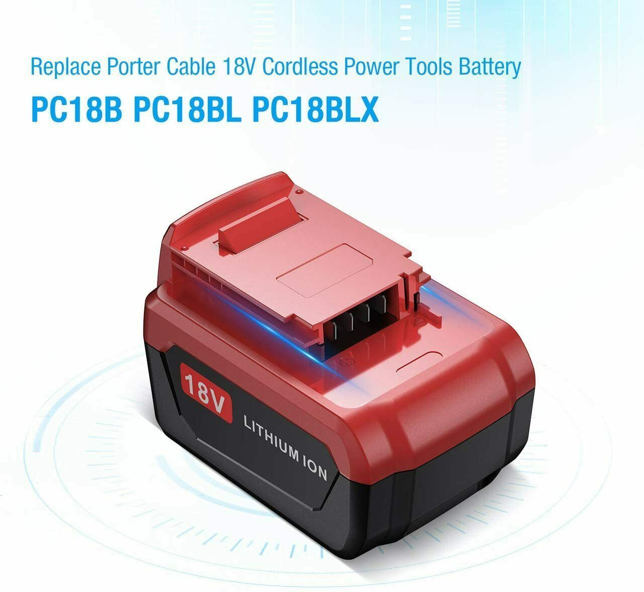 2Pack 18 Volt 8.0Ah Battery for Porter Cable 18V PC18BLX PC18BL OR Charger