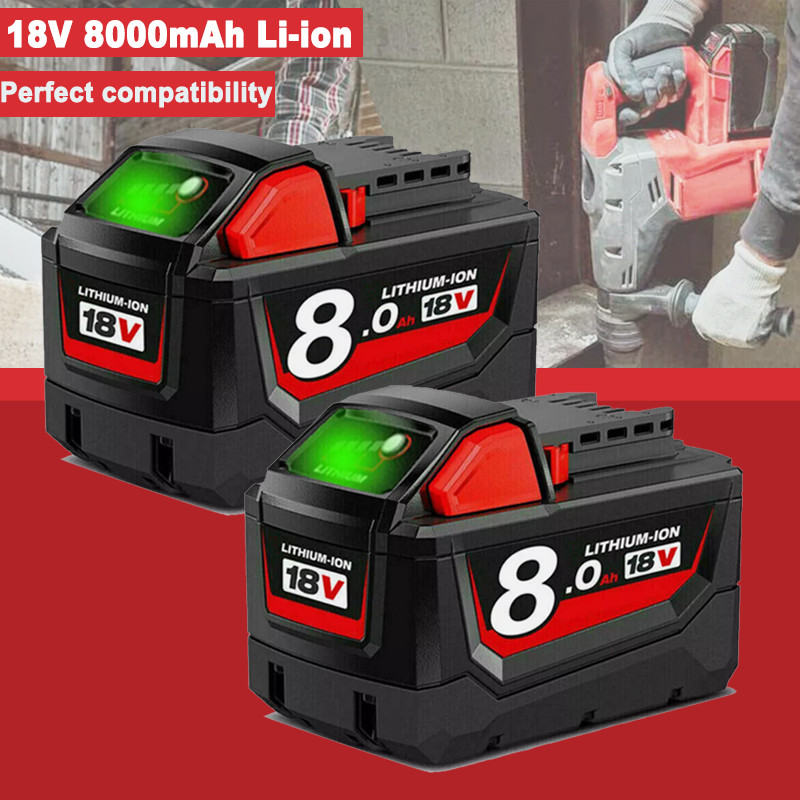 2PACK For M18 Lithium 8.0AH Extended Capacity For Milwaukee Battery 48-11-1860