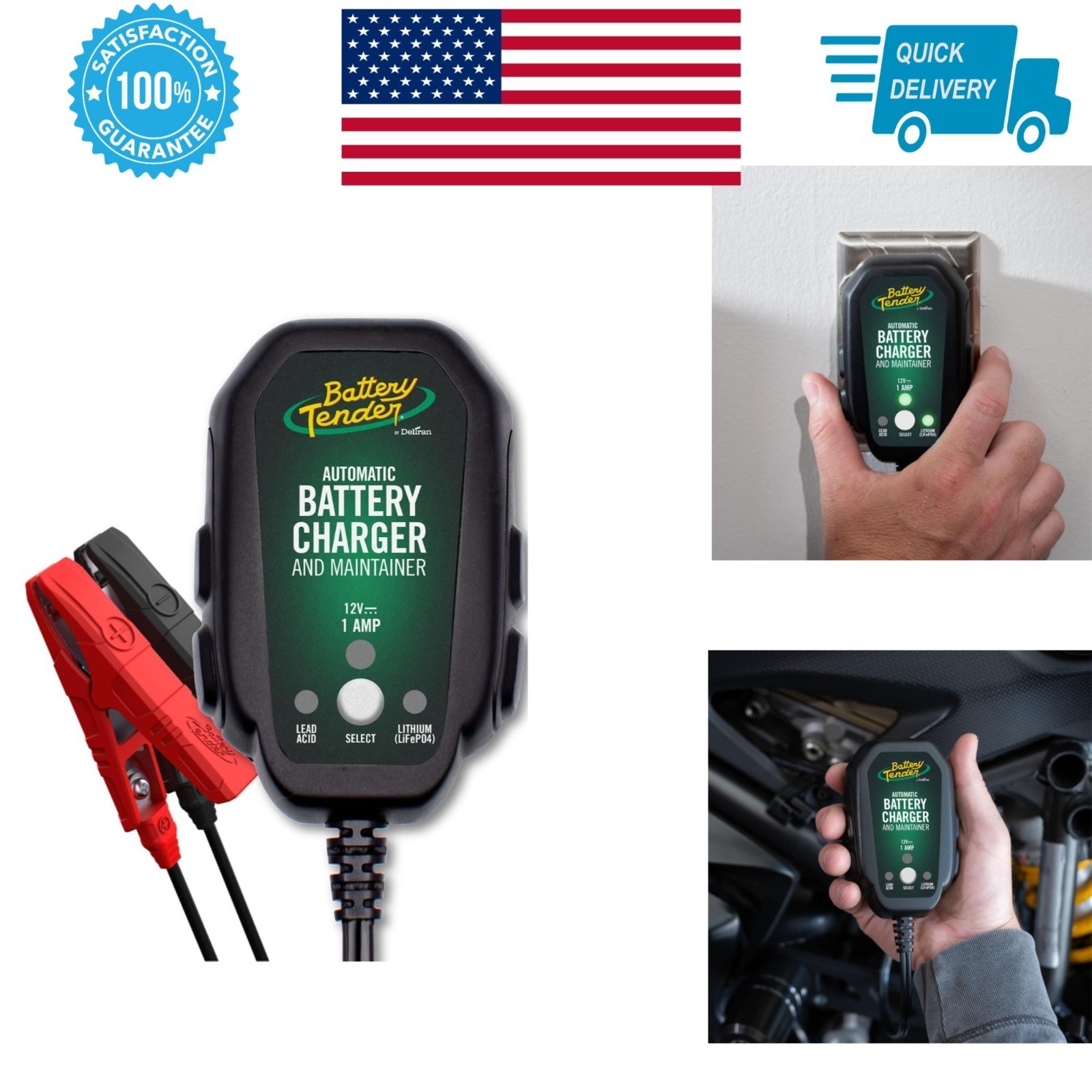 Battery Tender Junior 12V 800mA Charger for Lead Acid & Lithium Batteries