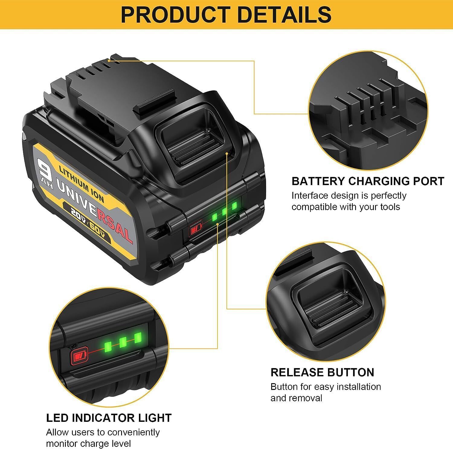 2PACK FOR DeWALT for DCB609-2 DCB606 20/60V 9Ah MAX FLEXVOLT Lithium-Ion Battery