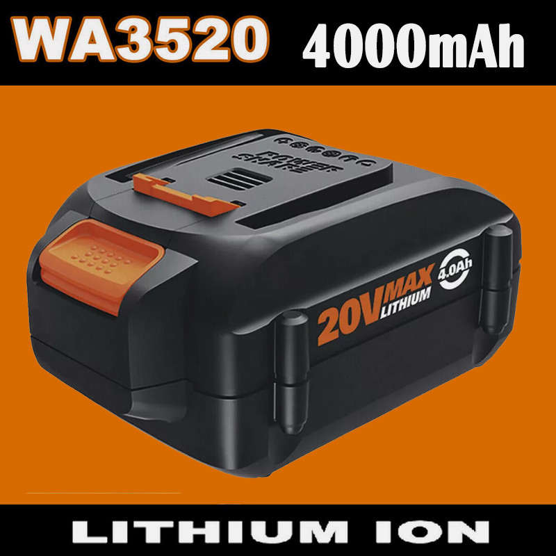 4.0AH For WORX WA3520 20V Max LITHIUM Rechargeable Battery WA3525 WA3575 WA3578