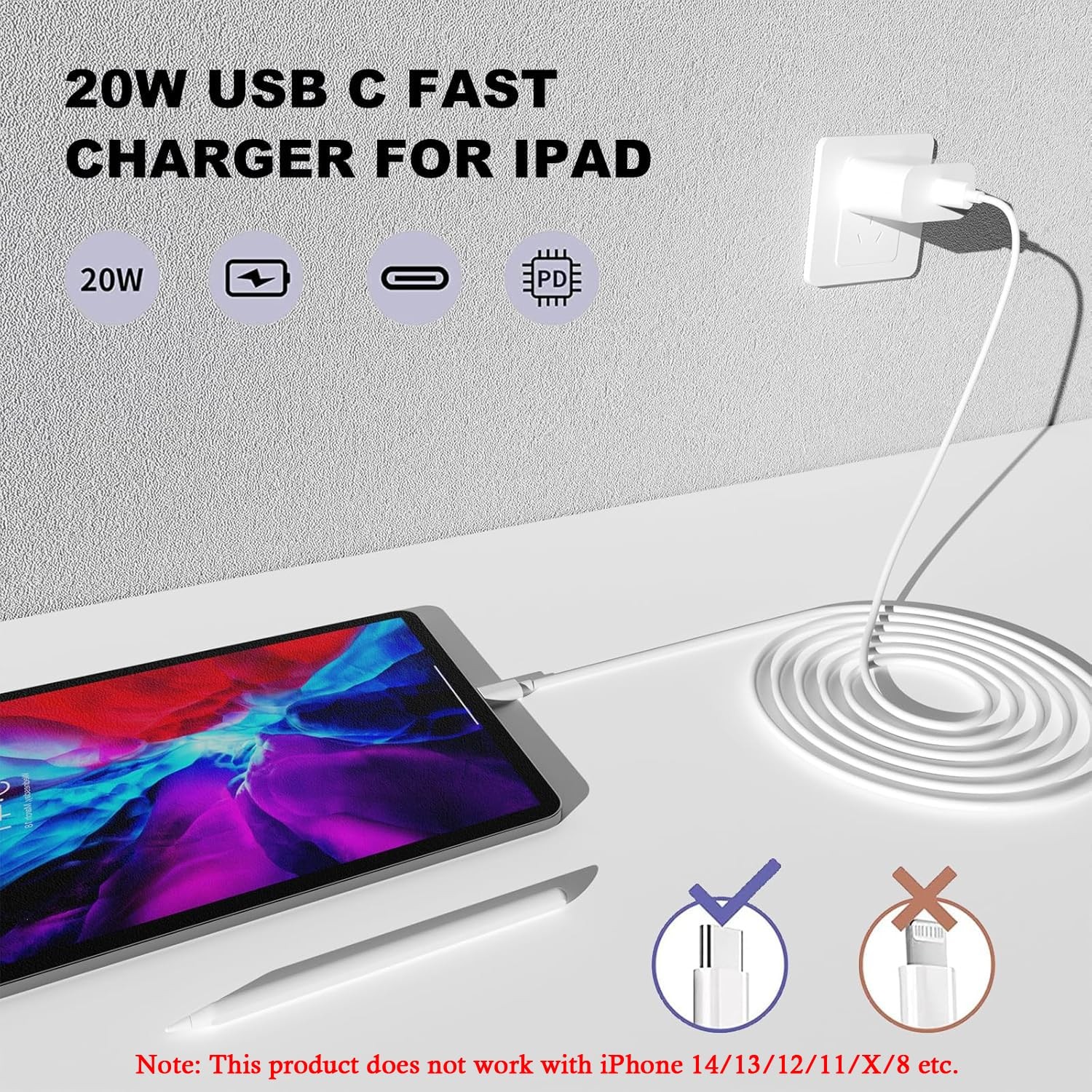 Icseio Iphone 17 16 15 Charger Charging2Pack 20W Apple Ipad Usb C Wall Chrager