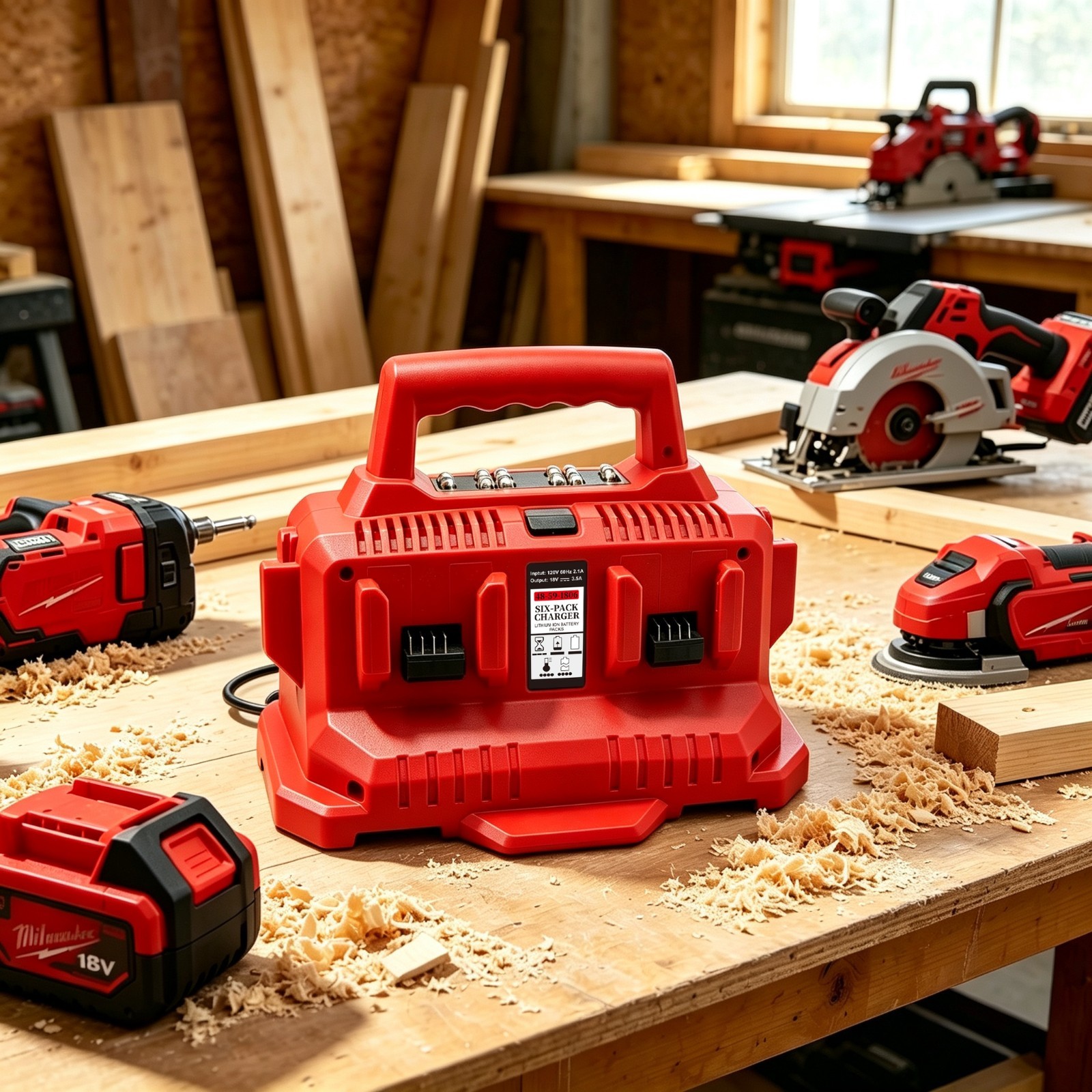 3.5A 6-Port Sequential Fast Charger Compatible with Milwaukee M18 48-59-1806