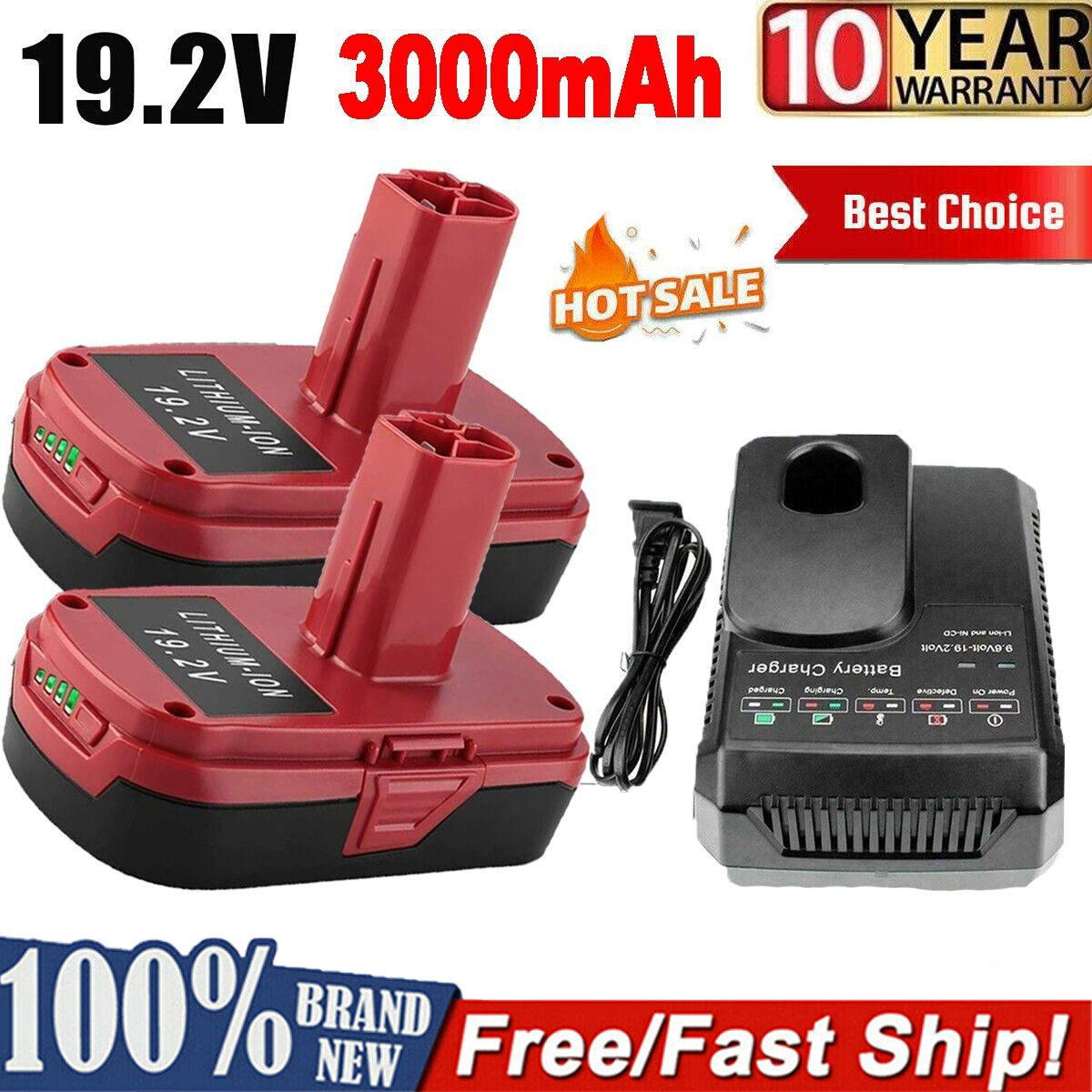 19.2 Volt For Craftsman C3 3.0Ah Lithium-Ion XCP Battery/Charger 11375 130279005