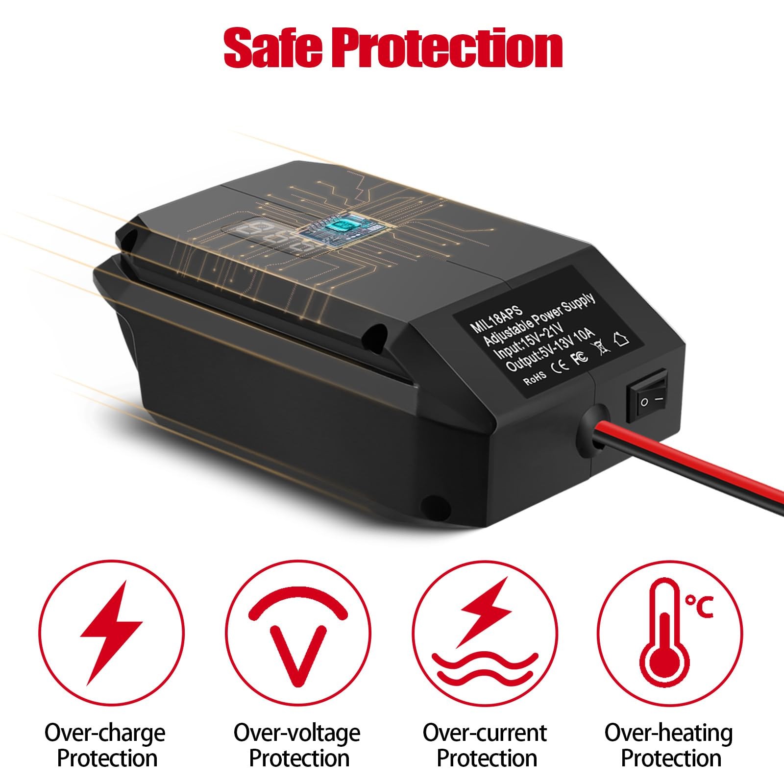 Fybemax for Milwaukee M18 18V to 12V Step Down Power Wheels Battery Black