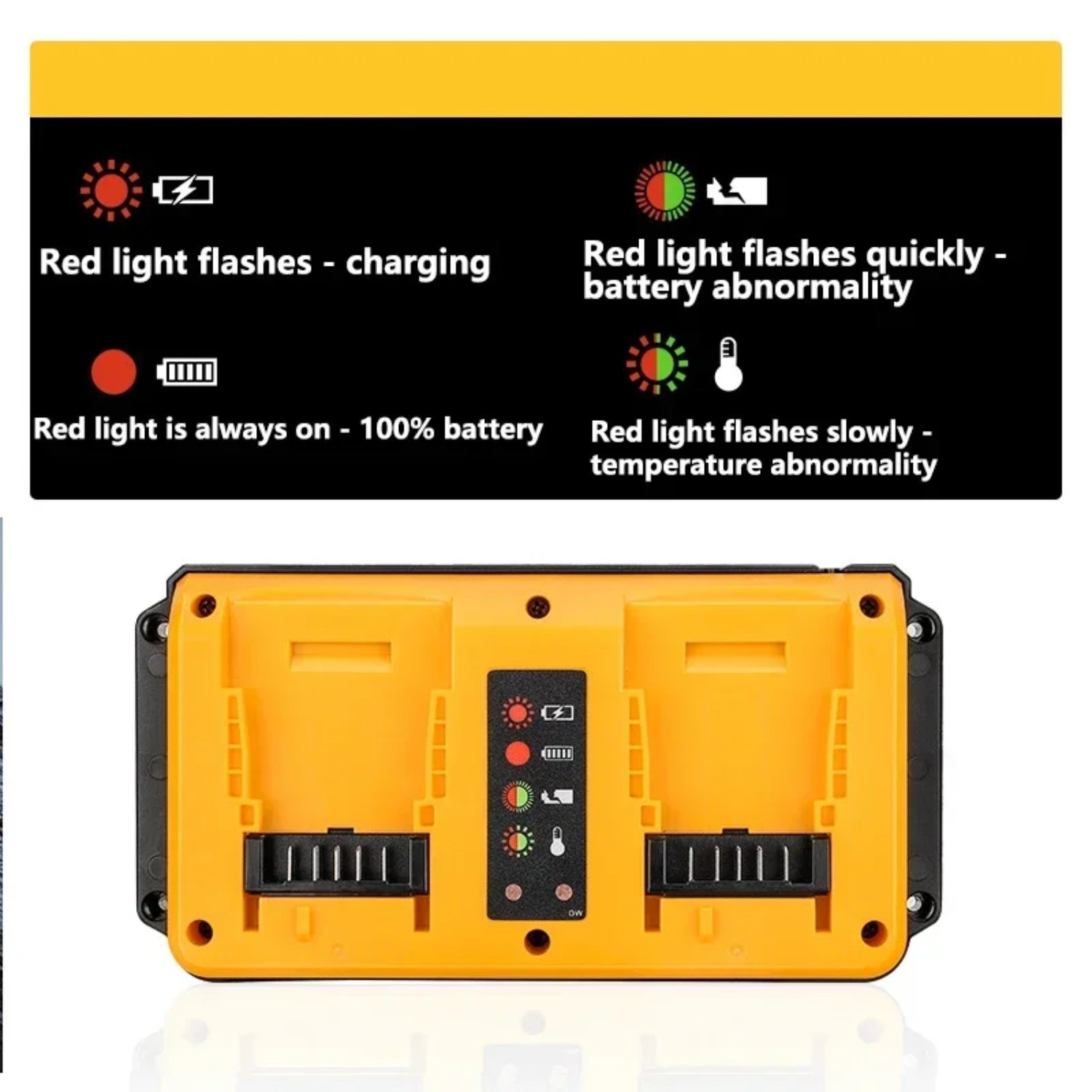 90W Battery Charger Dual Port Fast Charger for DeWalt 20V DCB207 DCB206 DCB204