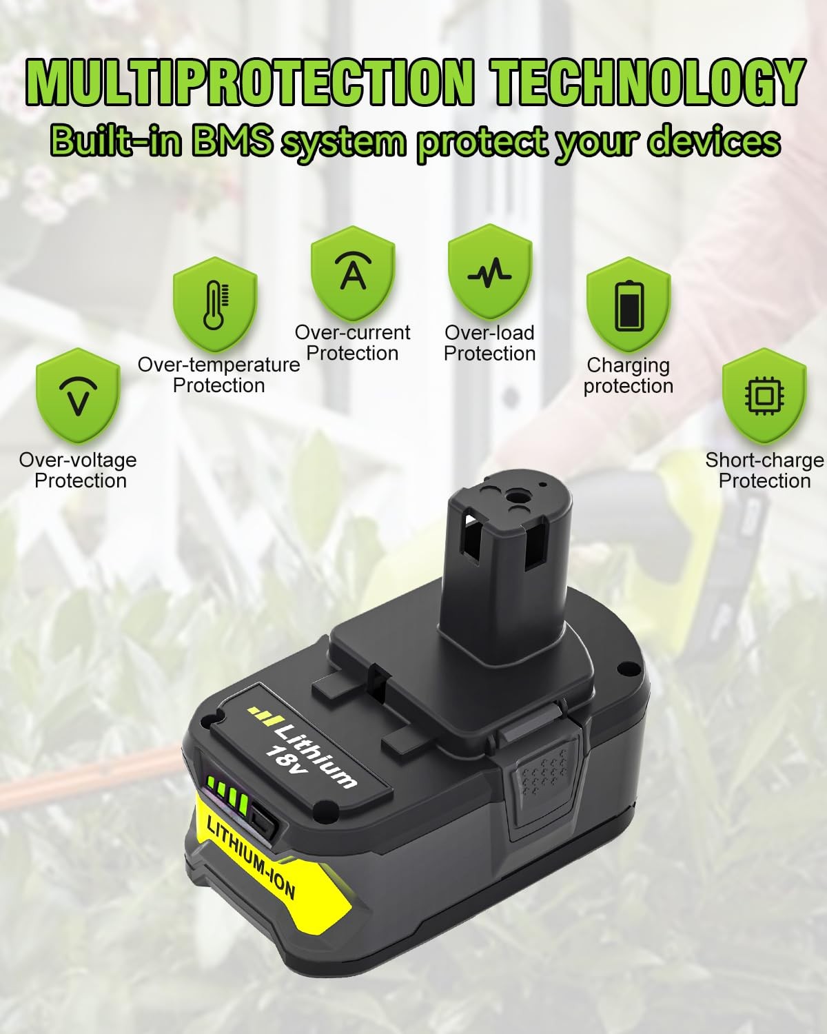 Upgraded 2Pack 8.0Ah Replacement for Ryobi 18V Battery and P117 3Pack, Black