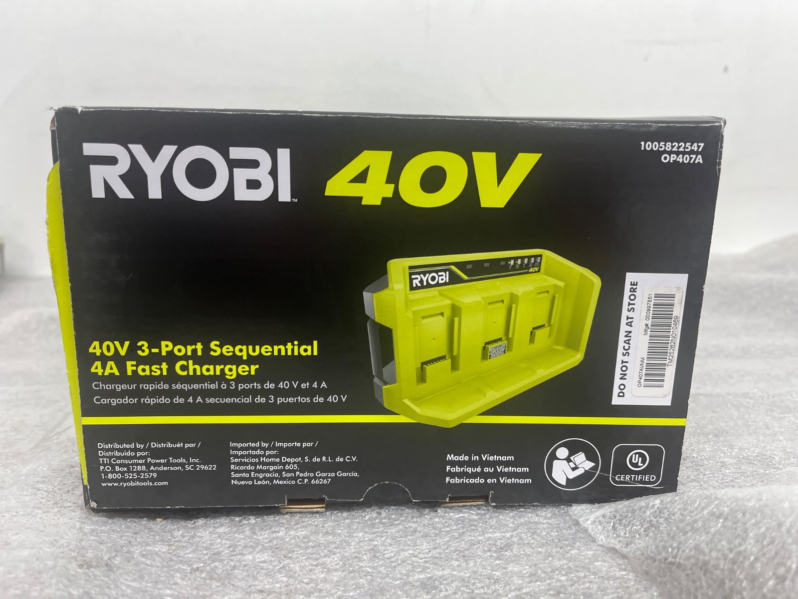 Ryobi OP407A 40V 3-Port Charger Sequential 4A Fast Charger NEW OP407ANVM