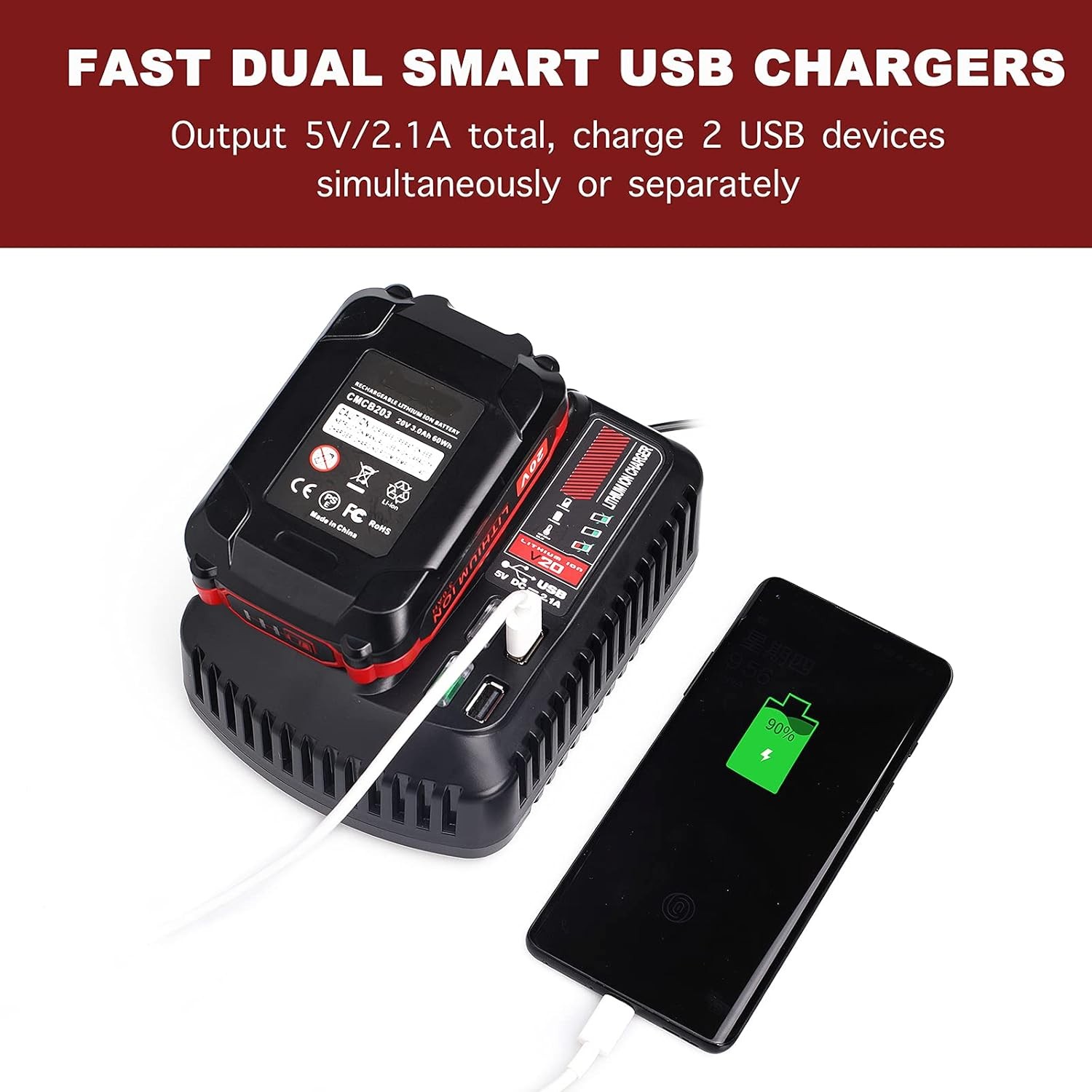 Fast Rapid Charger for Craftsman 20V V20 Battery CMCB202 CMCB204 CMCB209 CMCB104