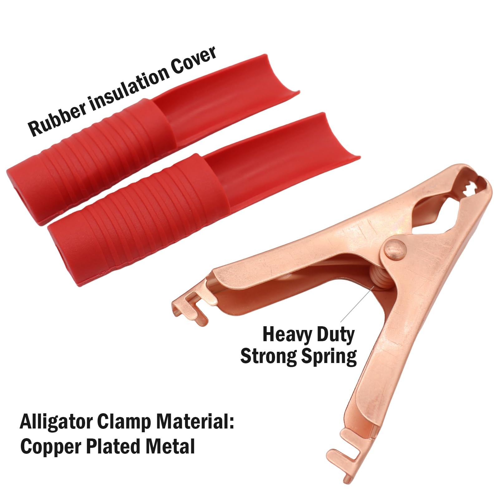 Insulated Alligator Clips 4-Pack, Jumper Cables Clamp 100A for Charging Red