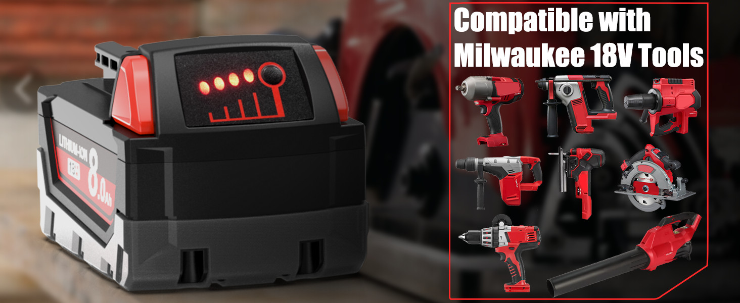 2PACK For Milwaukee For M18 Lithium 8.0AH Extended Capacity Battery 48-11-1860