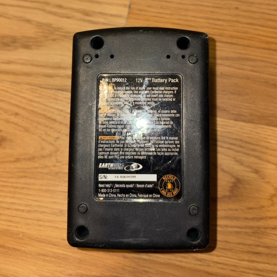 Earthwise 12V Battery Charger Power Adapter, Black, 1-Battery, 8426-74040W