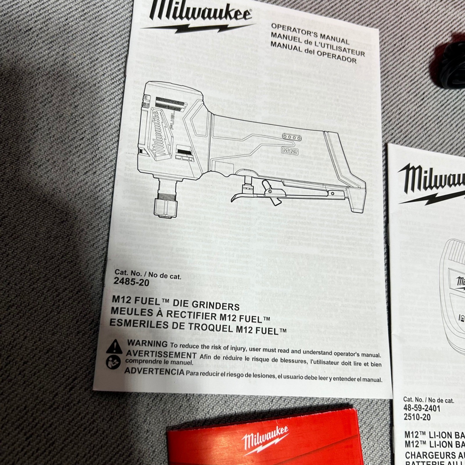 Milwaukee M12 Fuel Charger 48-59-2401 Case and Manuals Red Black
