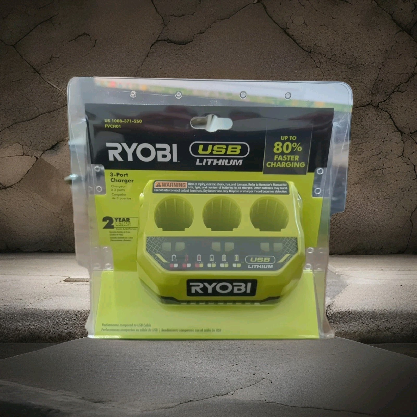 New Ryobi FVCH01 3-Port USB Lithium Charger – Factory Sealed Package