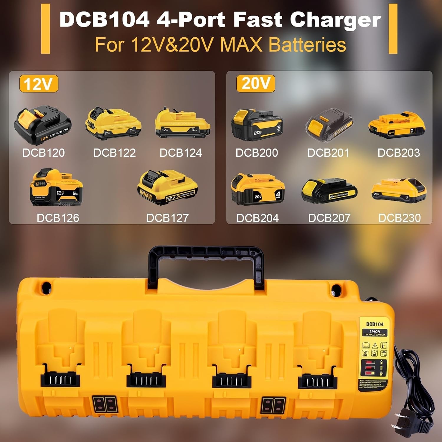 Dewalt DCB104 20V Max 4 Port Rapid Battery Charger Compatible Charger