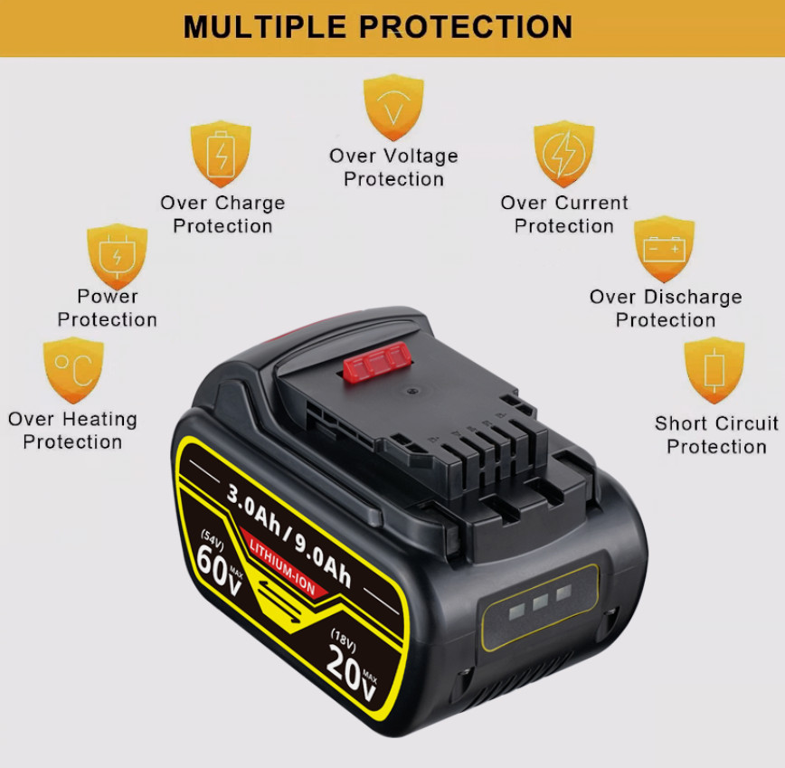 9.0Ah For DEWALT 20V/60V MAX FLEXVOLT Lithium-ion Battery DCB609-2 DCB612 DCB606