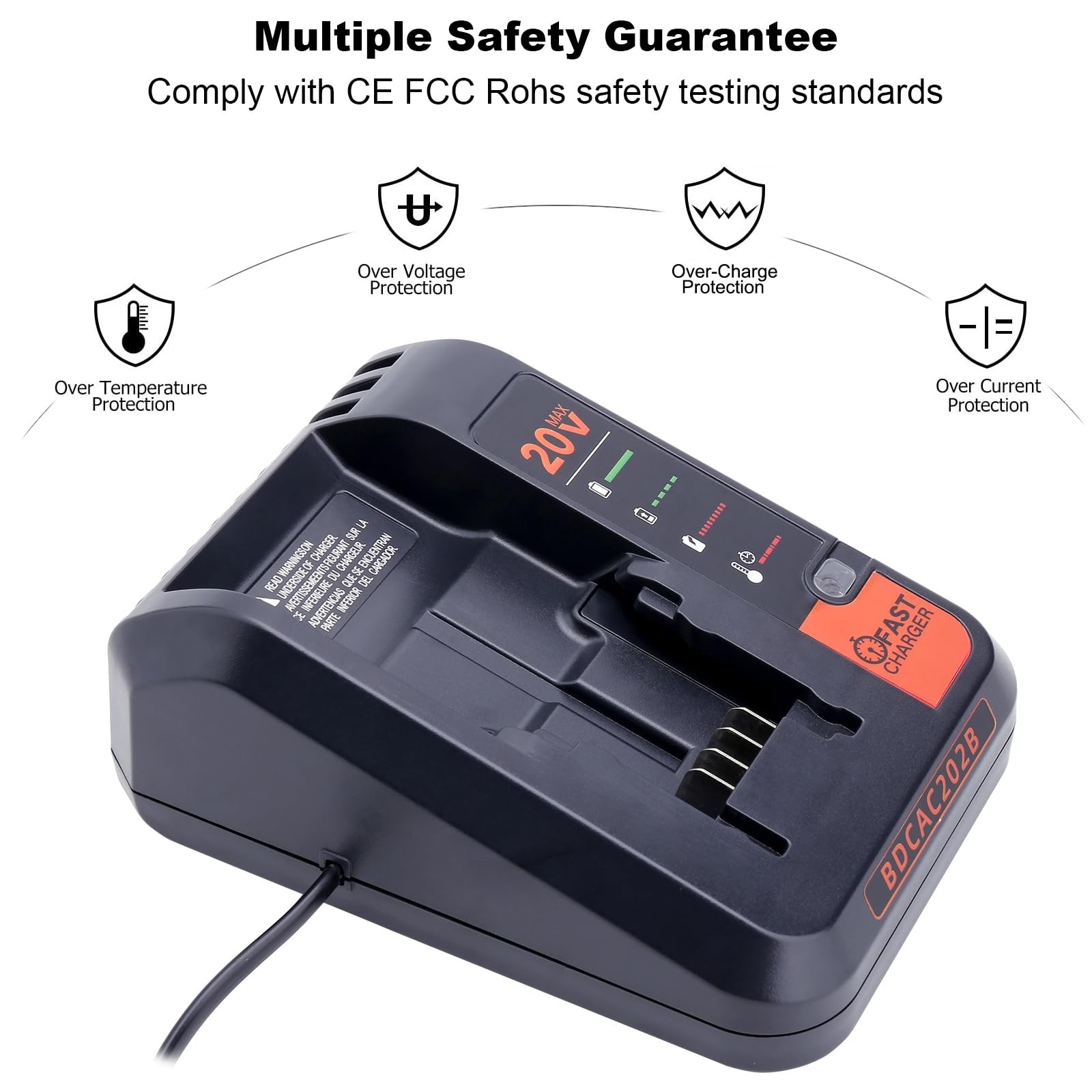 20V Fast Charger Compatible with Black and Decker 12V Max Lithium black