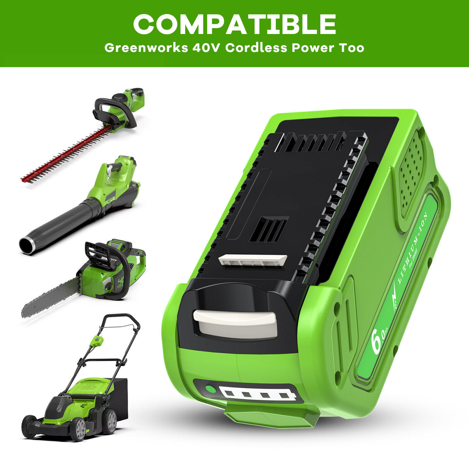 40V For Greenworks G-MAX Lithium Battery 29472 29462 29252 20202 40 Volt 6000mAh
