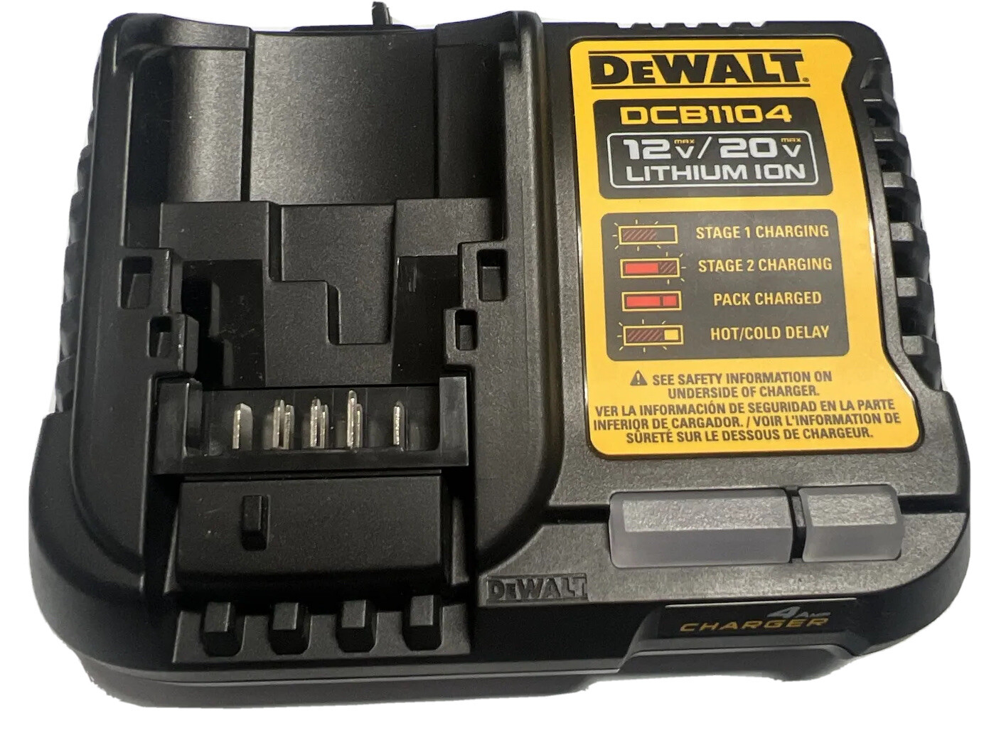 NEW DEWALT DCB1104 12V & 20V Volt MAX Li-Ion 4 Amp 120V AC Battery Charger
