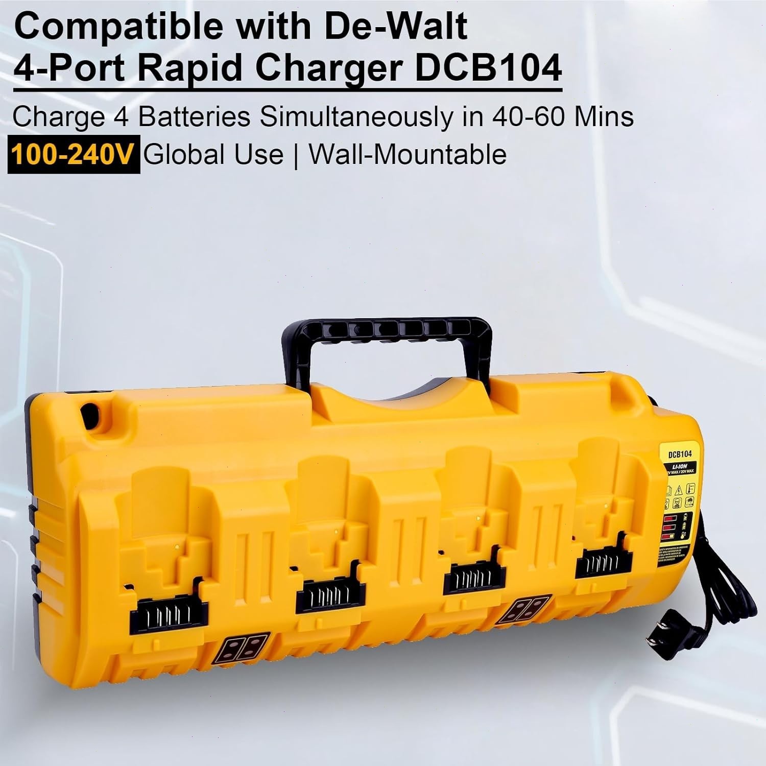 For Genuine DEWALT 4-Port DCB104 Fast Charger 12V/20V Max Lithium XR DCB205