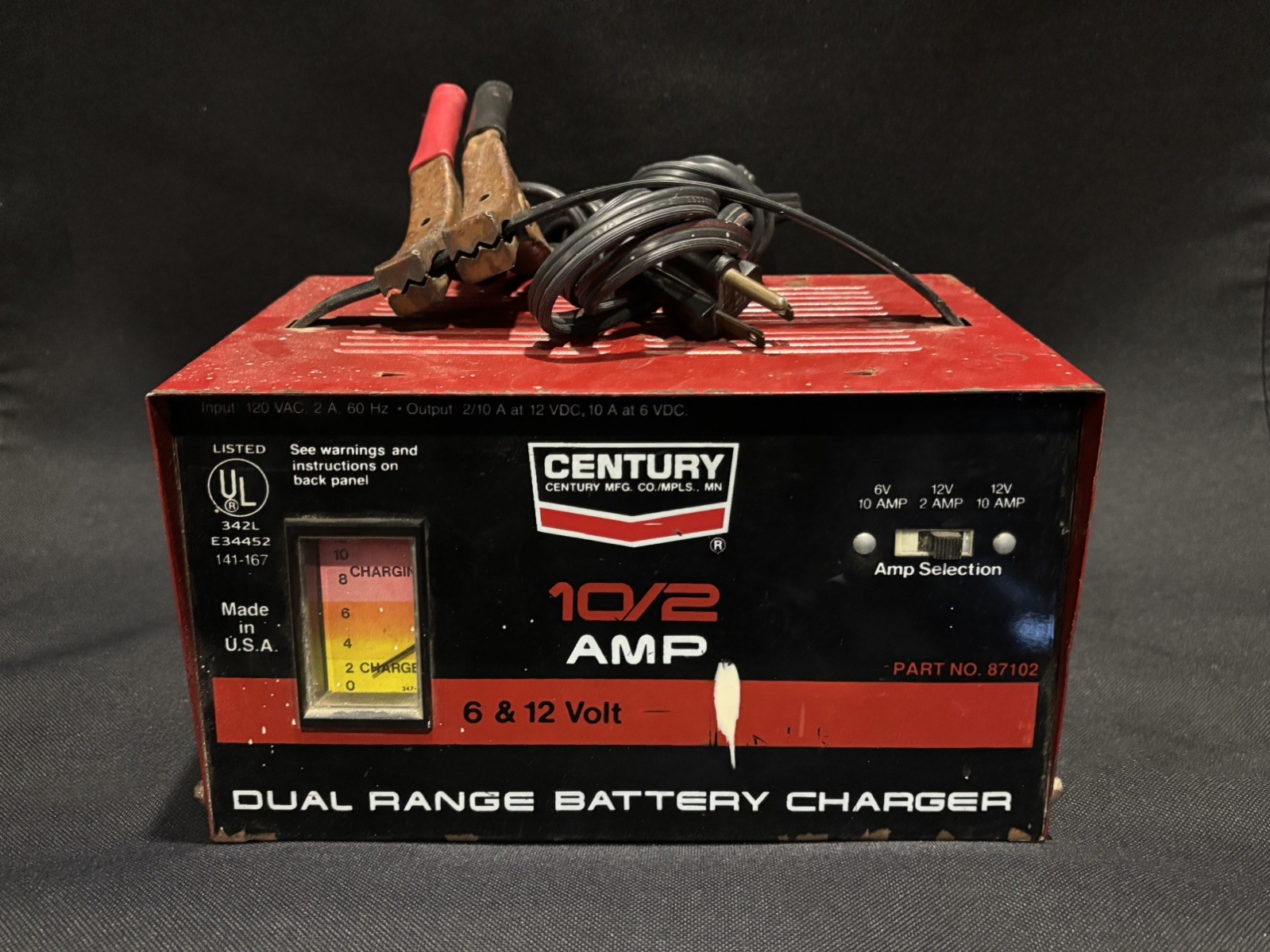 Century 87102 10/2 Amp Manual Battery Charger 6/12 Volt