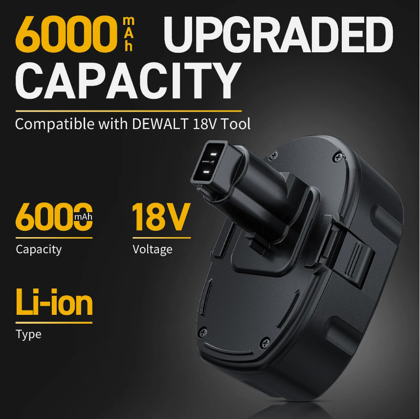 6.0Ah Lithium-Ion Battery for DeWalt DC9096 XRP 18Volt DW9095 DC9098 DC9099 tool
