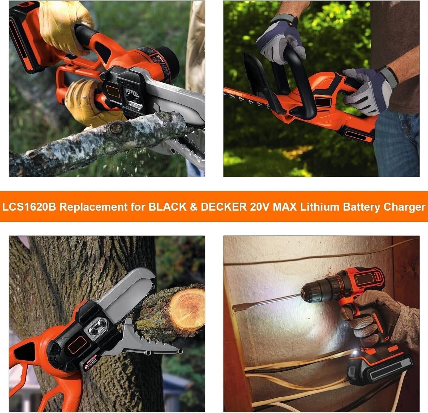 LCS1620B Compatible with Black and Decker 20V Lithium Battery Charger, LBXR20