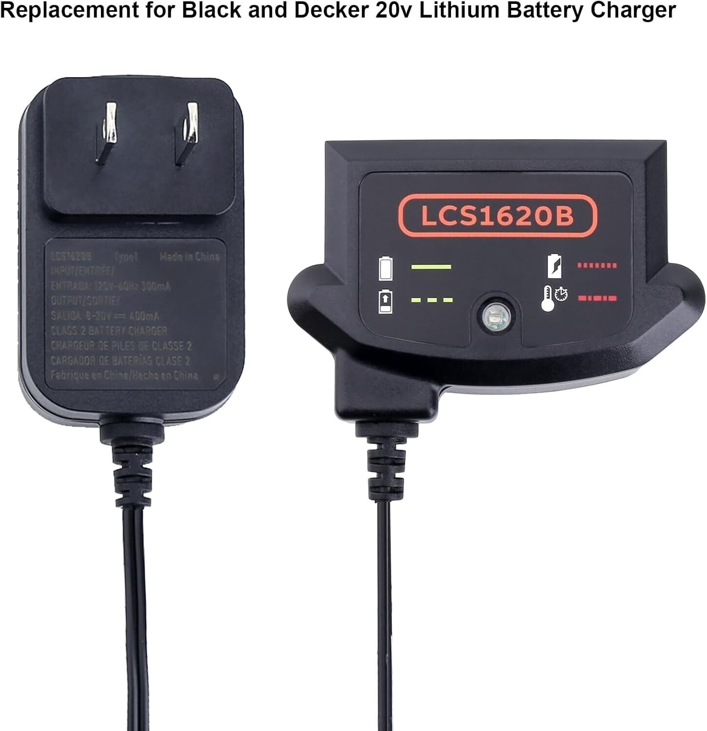 LCS1620B Compatible with Black and Decker 20V Lithium Battery Charger, LBXR20