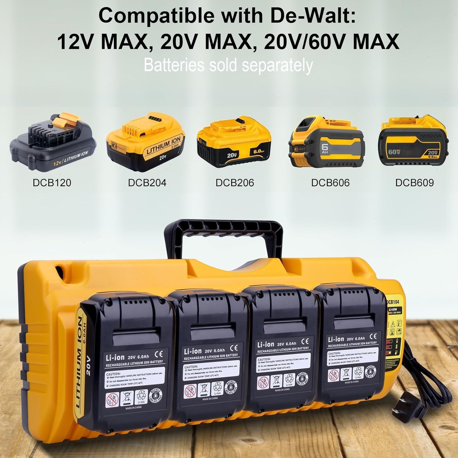 For Genuine DEWALT 4-Port DCB104 Fast Charger 12V/20V Max Lithium XR DCB205