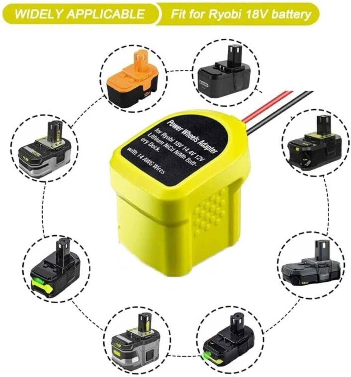 300W Power Inverter for Ryobi DC 18V to AC 110V 120V Portable Power Station USB