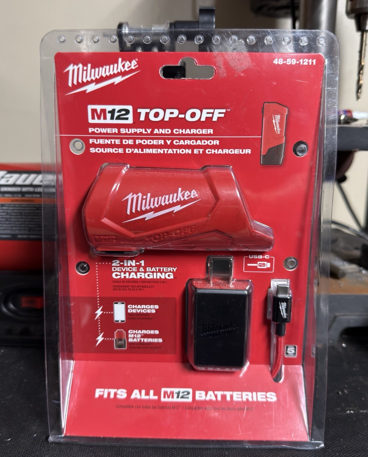 BRAND NEW Milwaukee M12 TOP-OFF 12V Power Supply & Charger Red, 48-59-1211