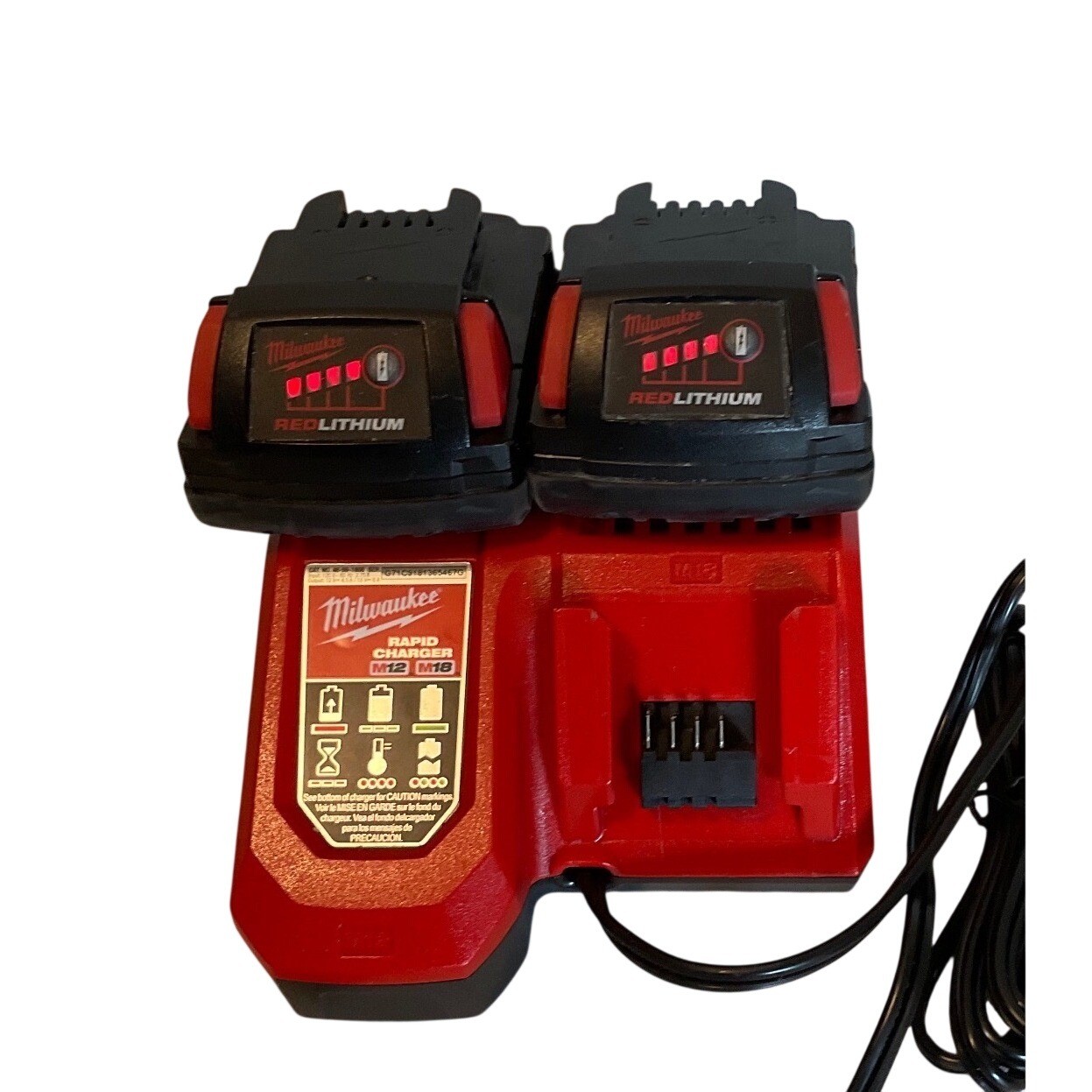 Milwaukee M18 M12 Rapid Charger with Two M18 2.0Ah Batteries
