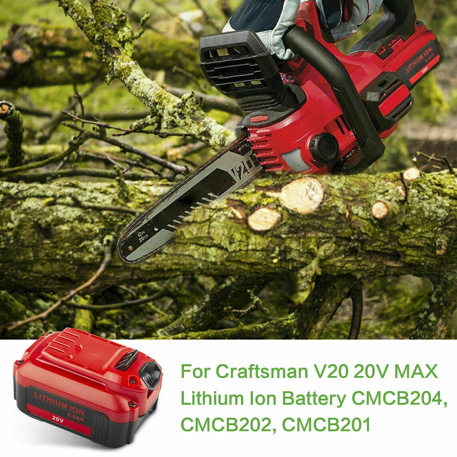 8.0Ah For Craftsman V20 20 Volt MAX Lithium Battery CMCB204 CMCB202 / Charger