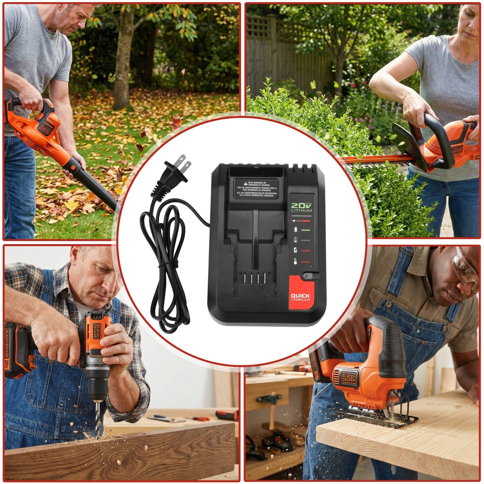 BDCAC202B Charger Replacement for Black & Decker 12V 20V Lithium Battery LBXR20