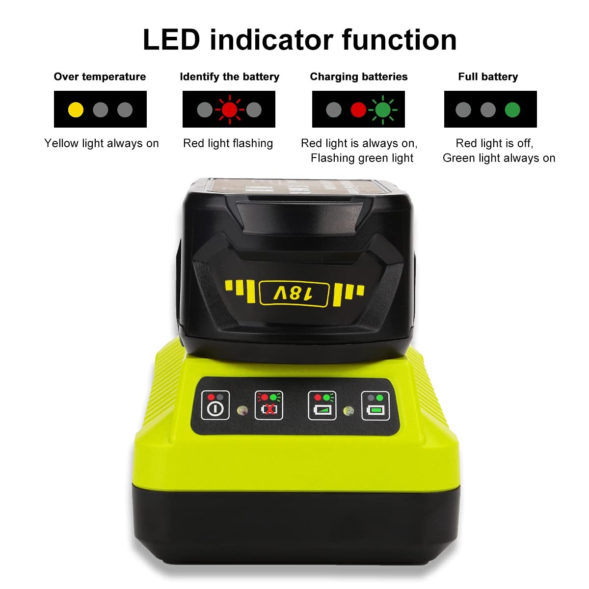 2Pack Replacement for Ryobi 18V Battery P108 P104 P105 P102 P103 P122 yellow