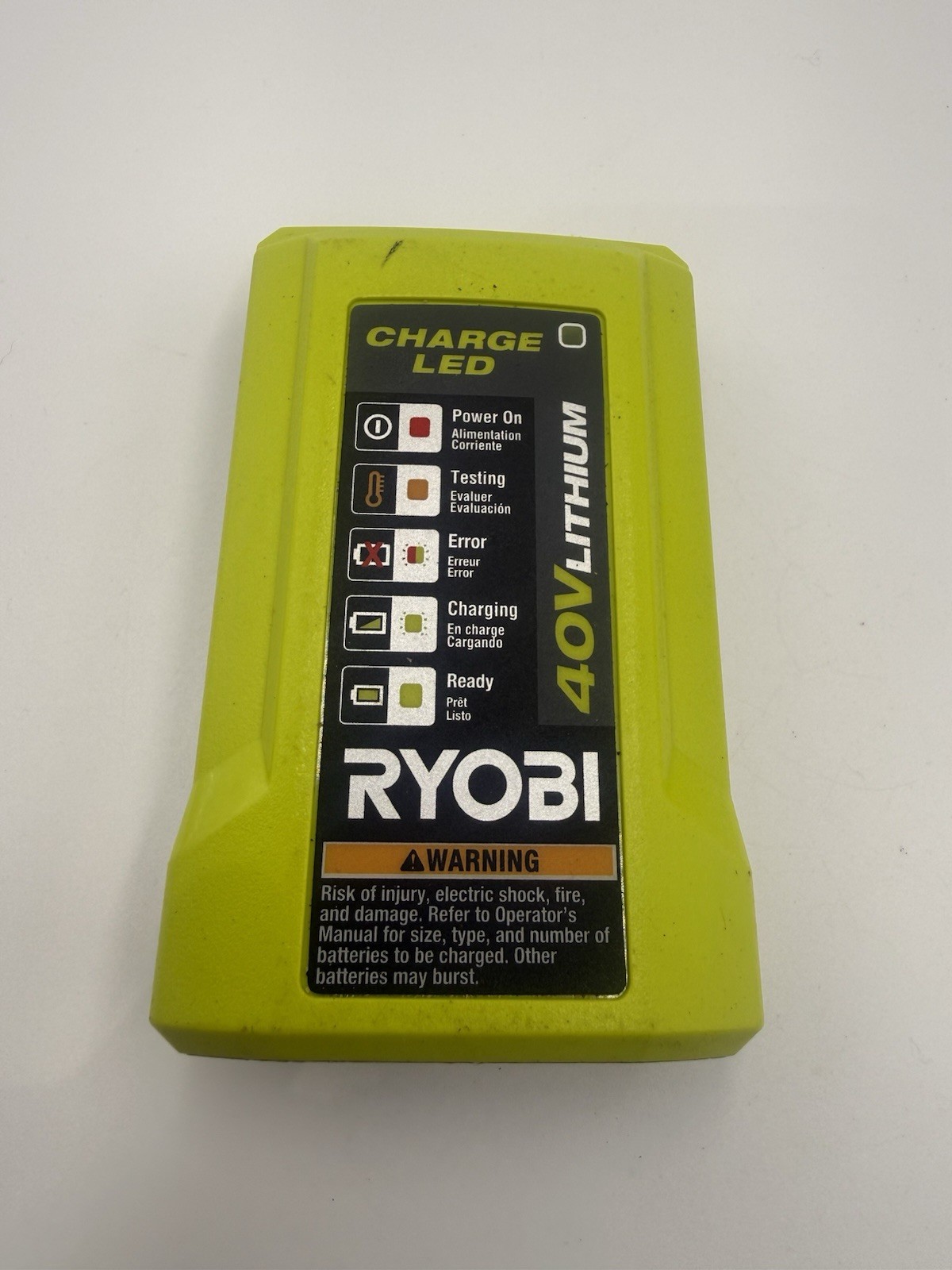 RYOBI 40-Volt Lithium-Ion Charger 0P404VNM – NO Cable Included