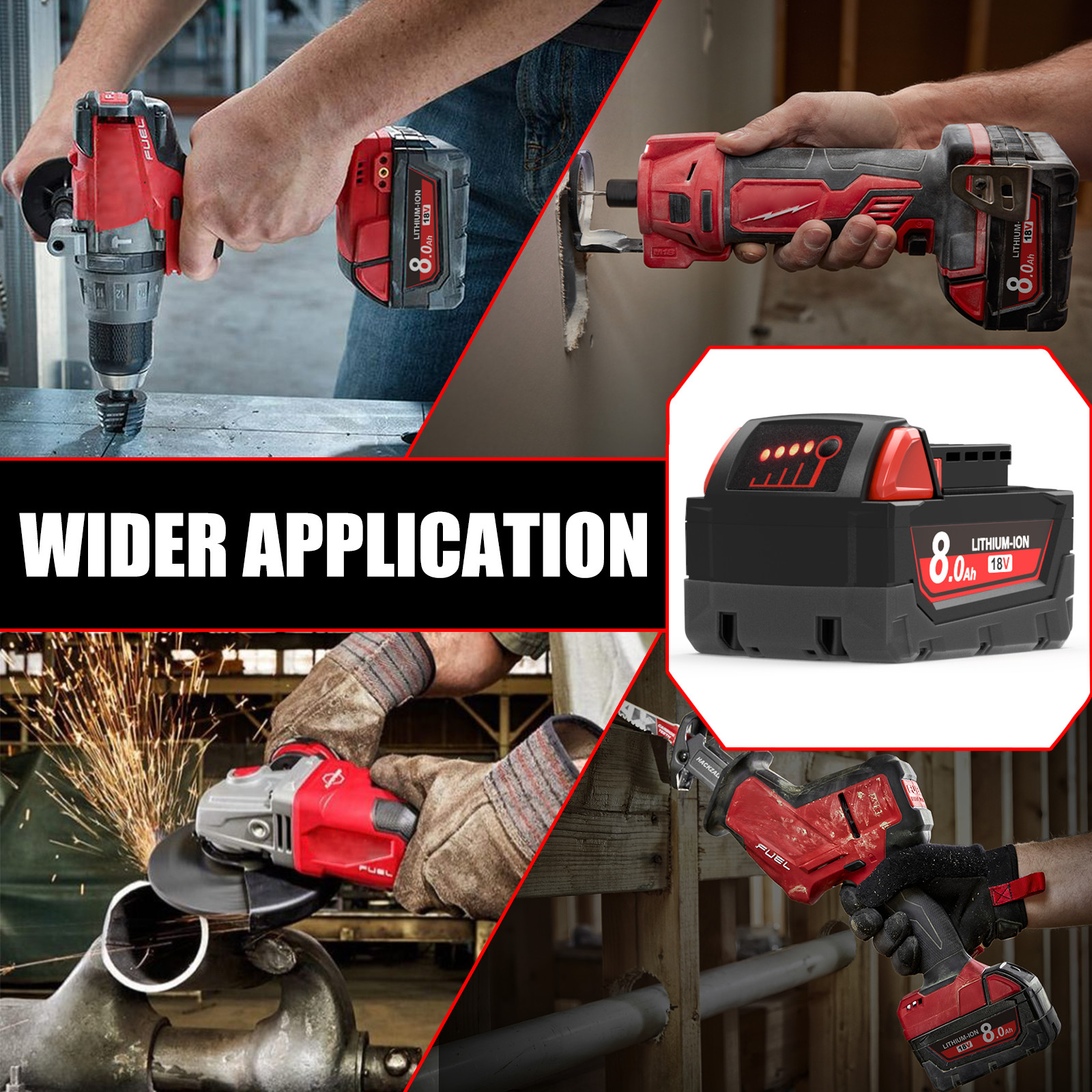 2PACK For Milwaukee For M18 Lithium 8.0AH Extended Capacity Battery 48-11-1860