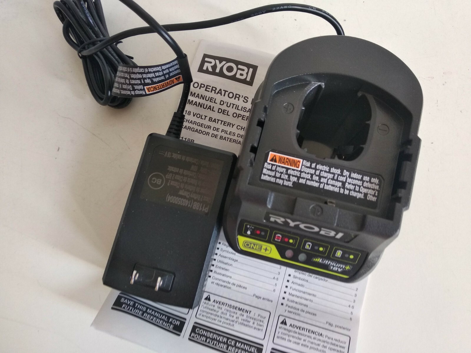 “Pick Your Own” New 18v Ryobi P118B Lithium Ion Charger & Ryobi Battery Combo