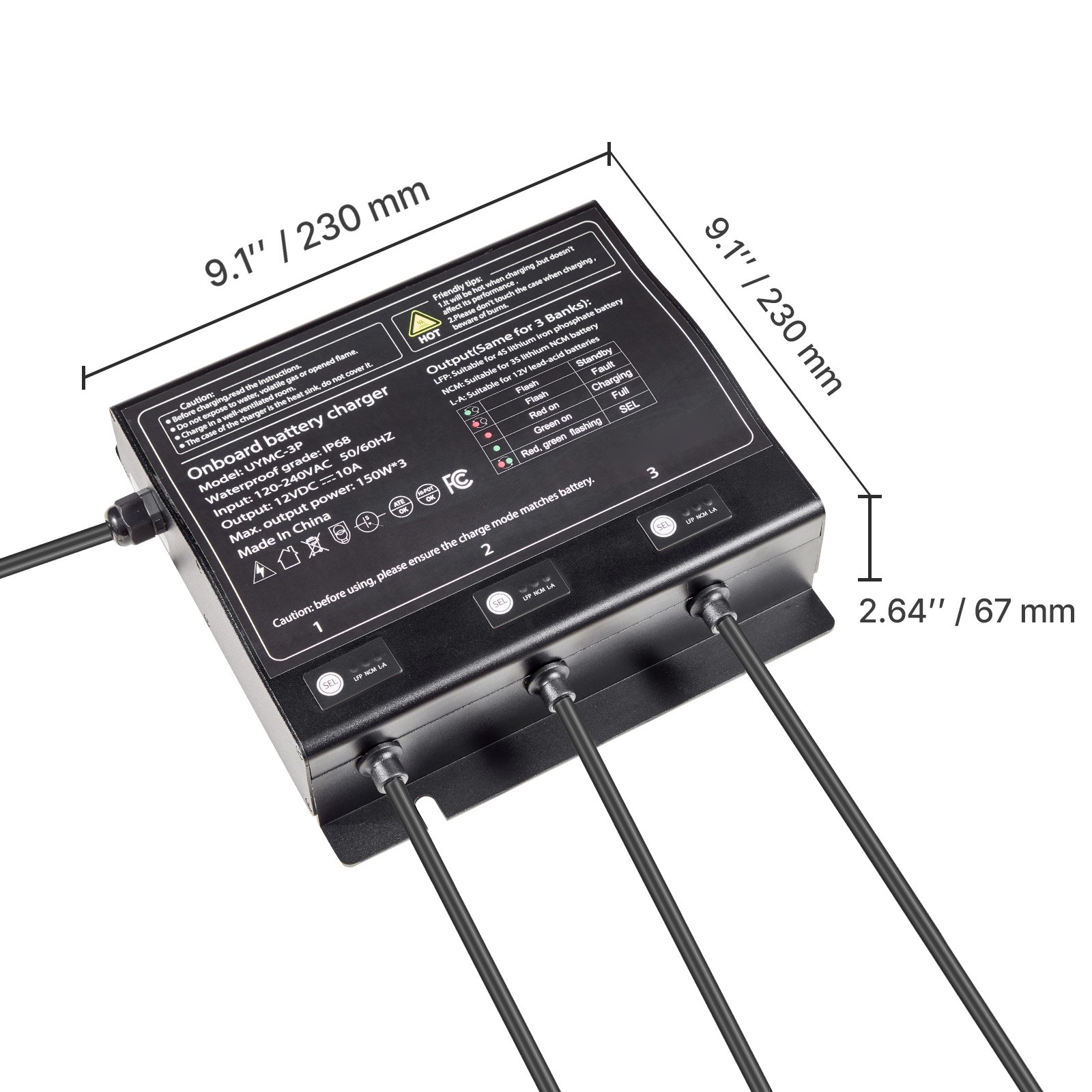 3-Bank 10A 12V Smart Marine Battery Charger Onboard IP68 Waterproof Boat RV
