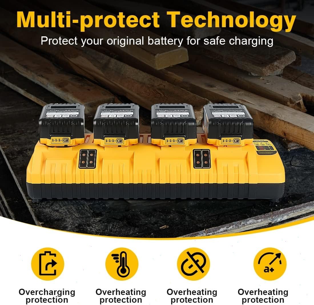 For Genuine DEWALT 4-Port DCB104 Fast Charger 12V/20V Lithium DCB184 XR Battery