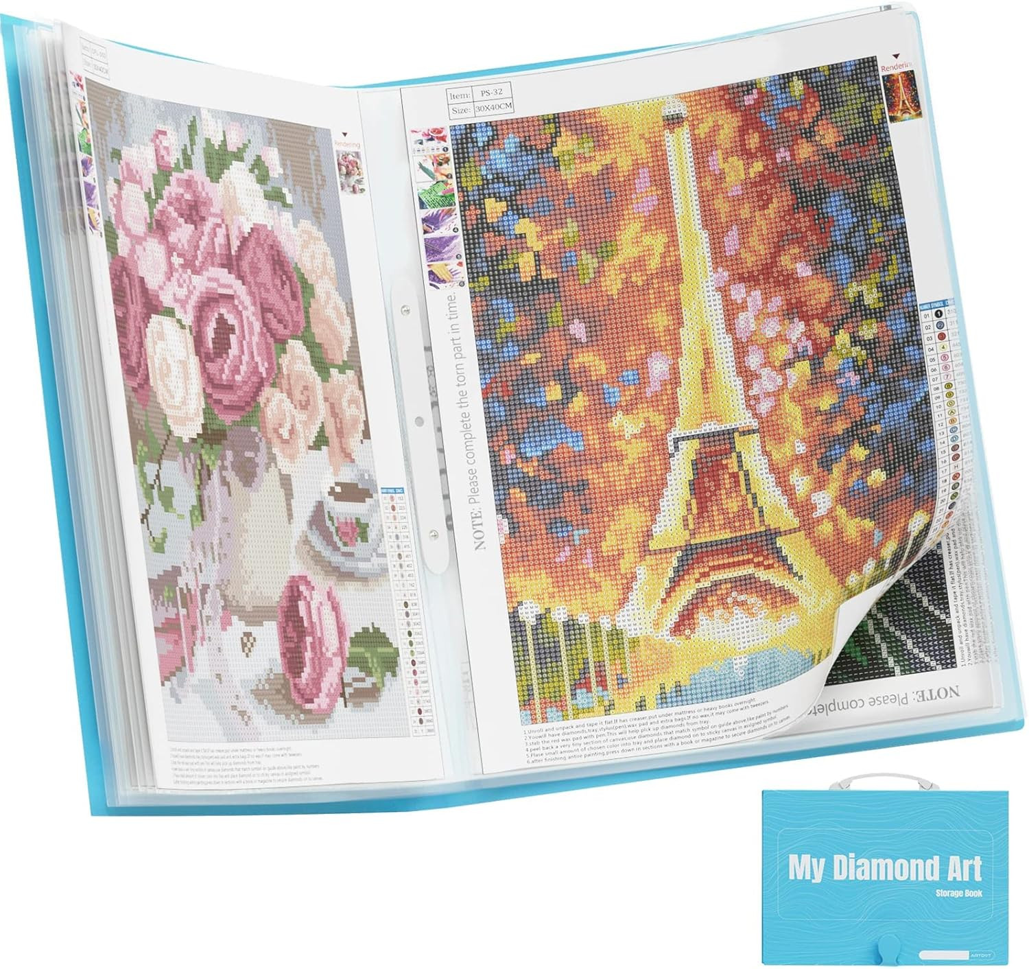 A3 Storage Book for Diamond Art Kits, Portfolio Folder for Diamond Painting Acce