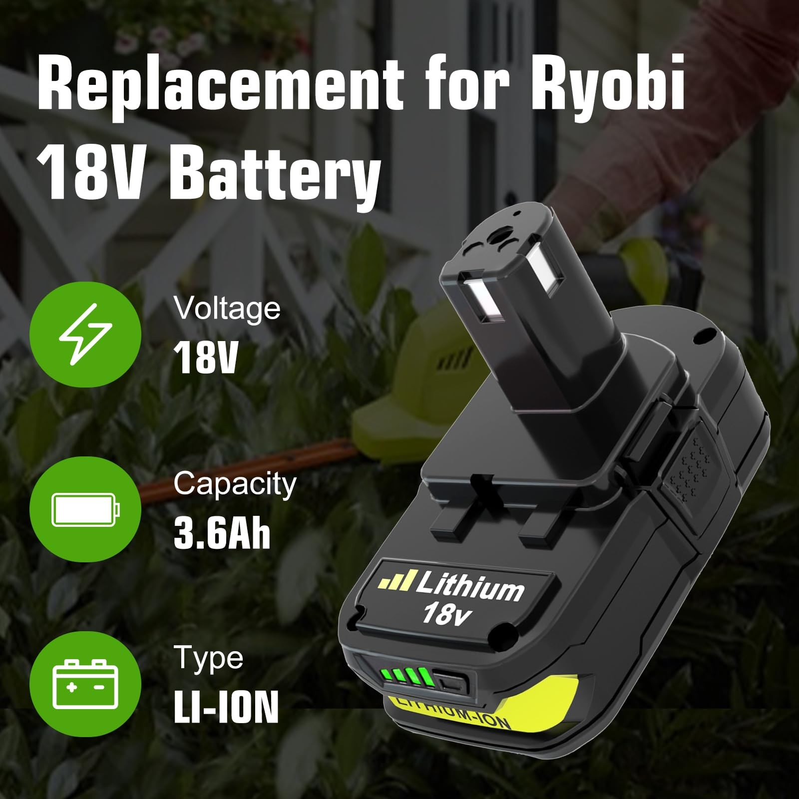 Ryobi 18V 3.6Ah Replacement Battery P102 P103 P104 P105 P107 P108 P109 P190 Lith