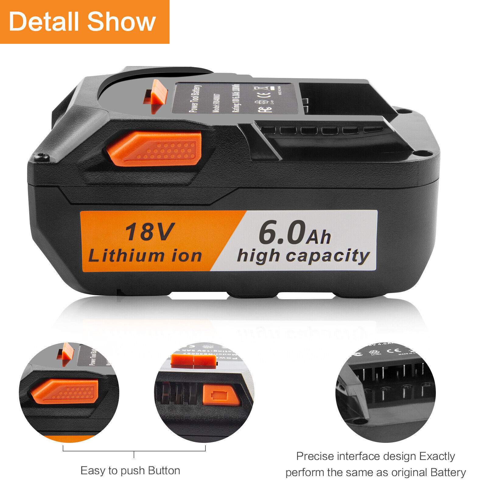 2PACK for Ridgid R840085 6.0Ah Lithium Battery Rigid 18Volt R840087 3.0Ah Tool