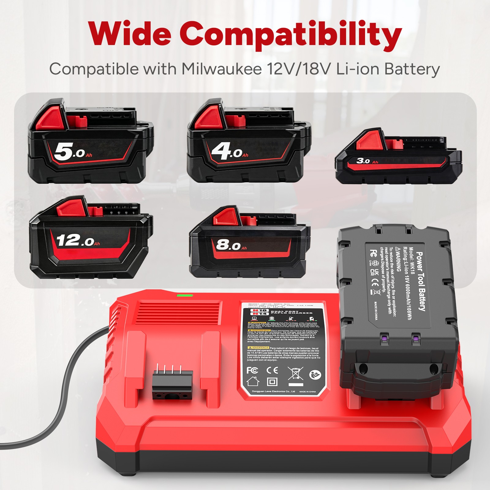 Rapid Dual Charger For Milwaukee For M18 18V Li-ion Battery Charger 48-11-1811