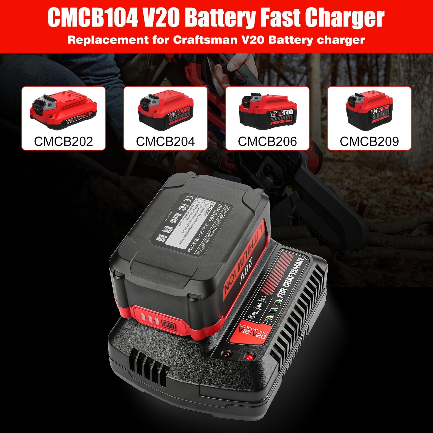Ahomtikk Cmcb104 20V Charger Replacement For Craftsman 20V Battery Charger