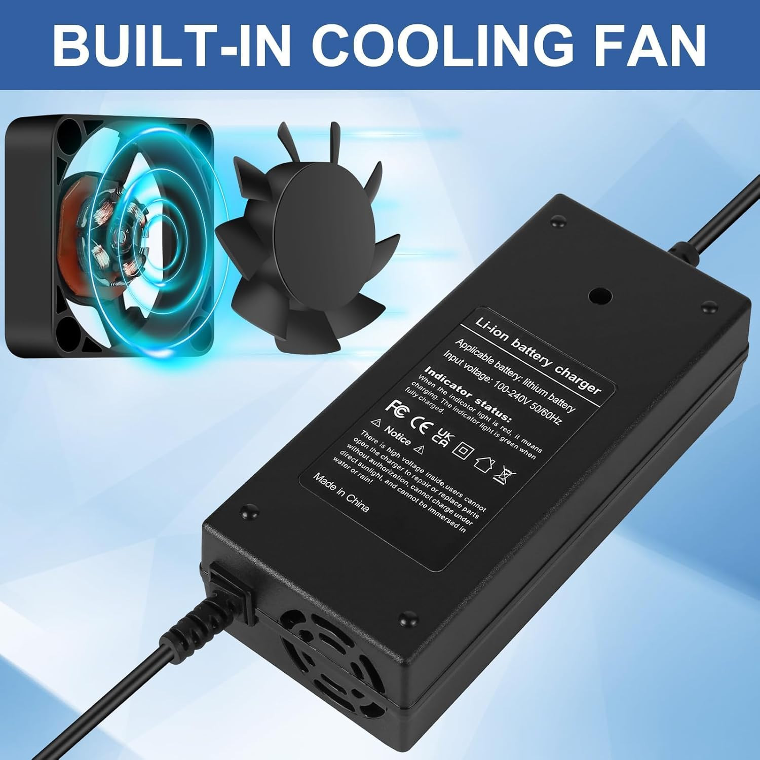 54.6V 2A Electric Charger for 48V 13S Lithium Battery Rad Power, Lectric XP 2.0