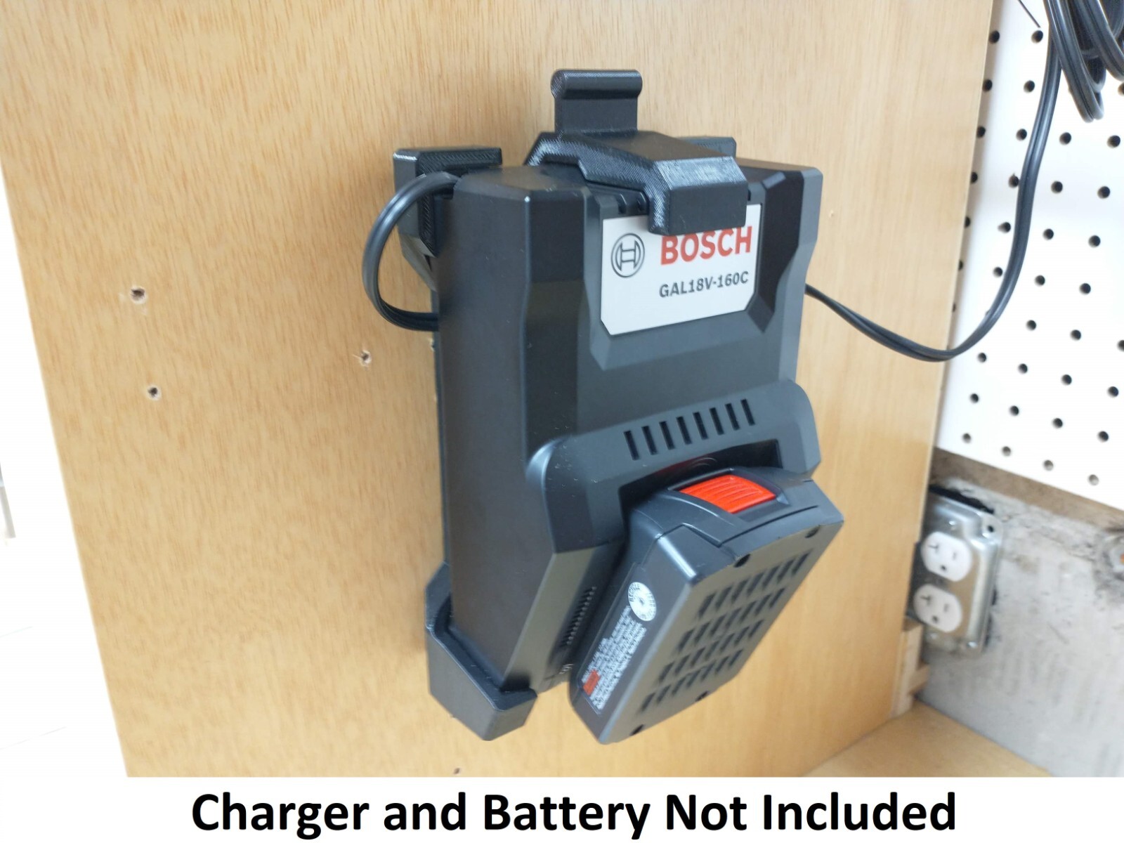 Wall Mount for Bosch GAL 18V-160C Charger with Optional 18V Battery Mounts