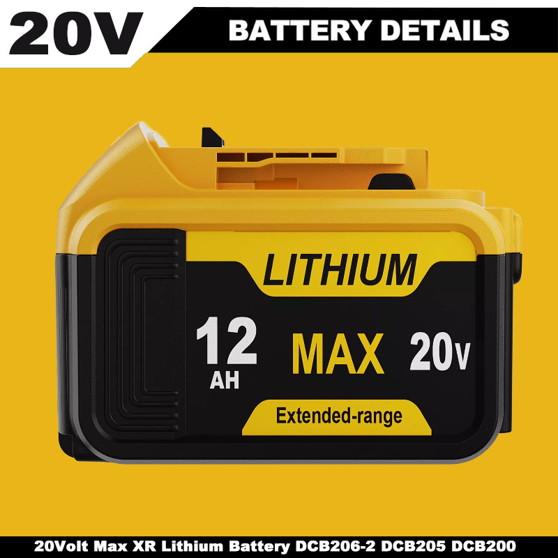 Pack For DeWalt 20V 20 Volt Max 12.0AH Lithium Ion Battery DCB206-2 DCB205-2